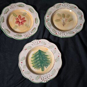 Set Of 3 Royal Norfolk Stoneware Christmas Plates